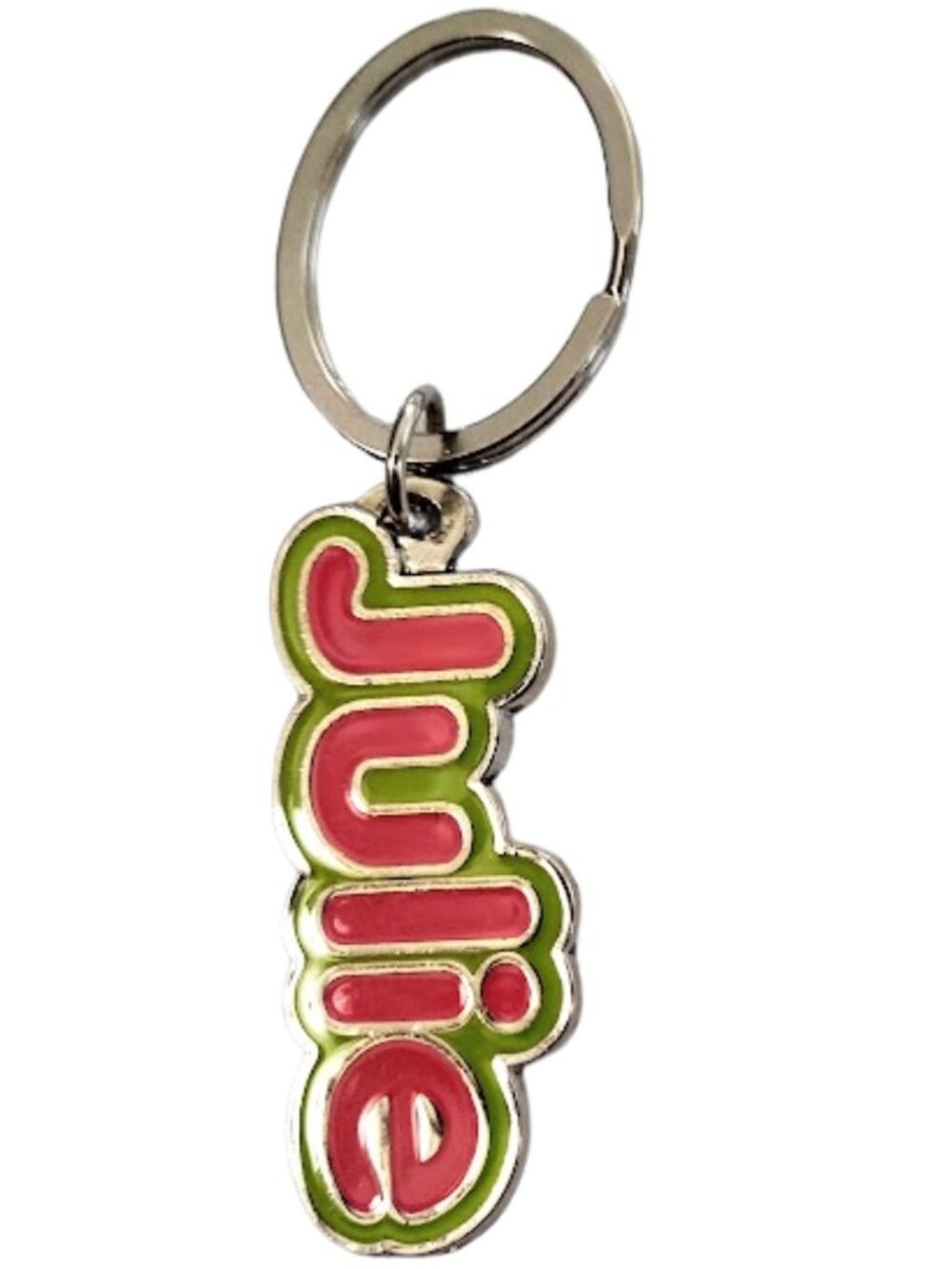 SWIBCO NW0T Pink & Green Galaxy Keychain Silver Metal Personalized Name JULIE